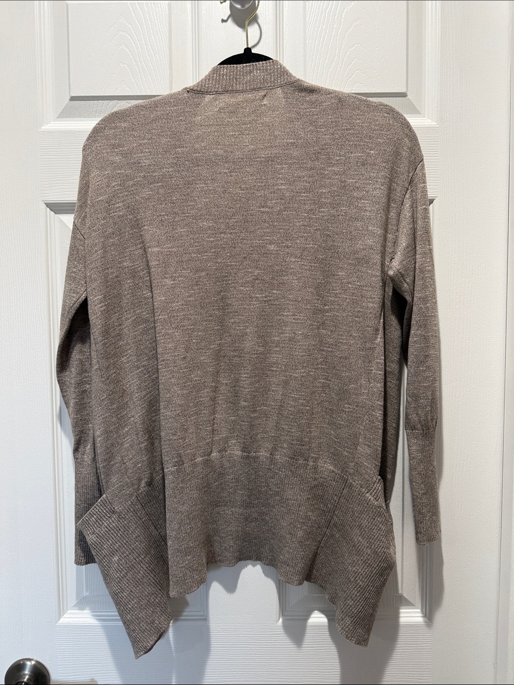 Rewind Open-Front Taupe Knit Cardigan with Pockets - Picture 4 of 4